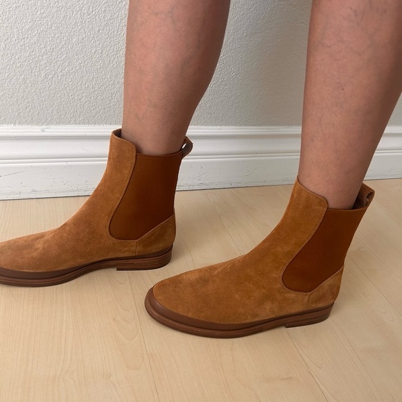 New Vince Cecyl Tan Suede Flat Leather Boots Bootie Size 8.5 - Picture 13 of 13